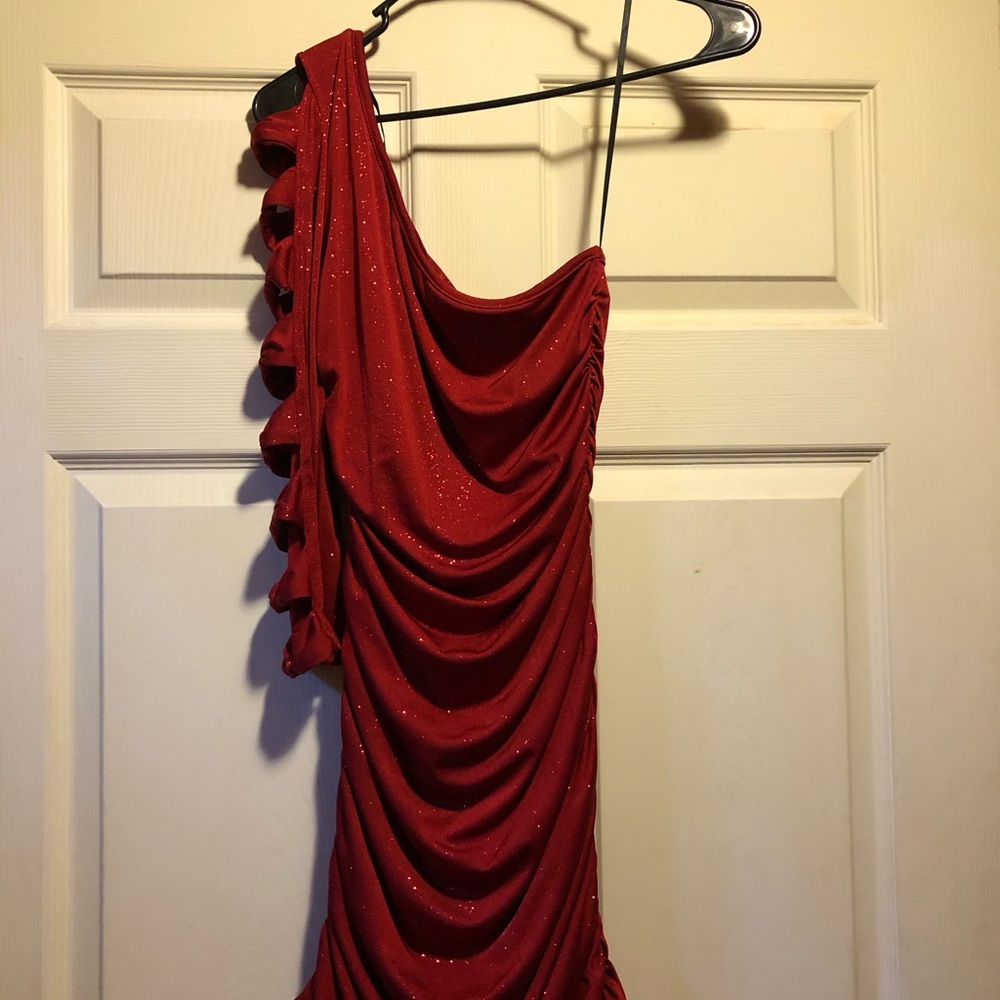City Triangles Red One-Shoulder Dress